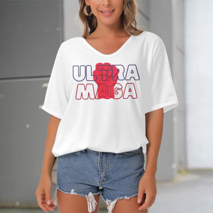 Ultra Maga V27 Women's Bat Sleeves V-Neck Blouse