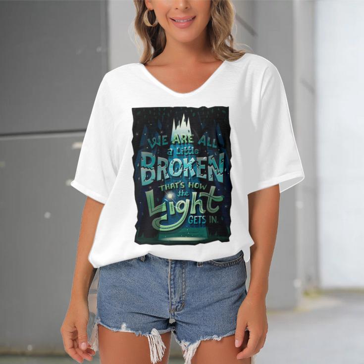 We Are All Broken 350 Trending Shirt Women's Bat Sleeves V-Neck Blouse