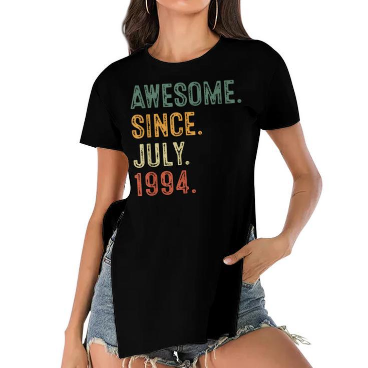 28 Yr Old 28Th Birthday Decorations Awesome Since July 1994  Women's Short Sleeves T-shirt With Hem Split