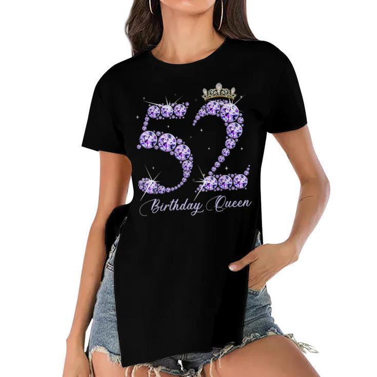 52 Year Old Its My 52Nd Birthday Queen Diamond Heels Crown  Women's Short Sleeves T-shirt With Hem Split