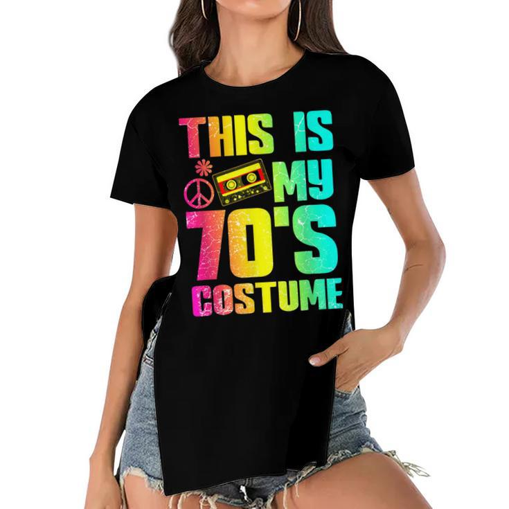70S Halloween Costume 1970S Seventies Music Dancing Disco  V2 Women's Short Sleeves T-shirt With Hem Split