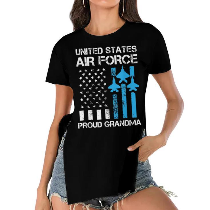 Air Force Us Veteran | Proud Air Force Grandma 4Th Of July  Women's Short Sleeves T-shirt With Hem Split