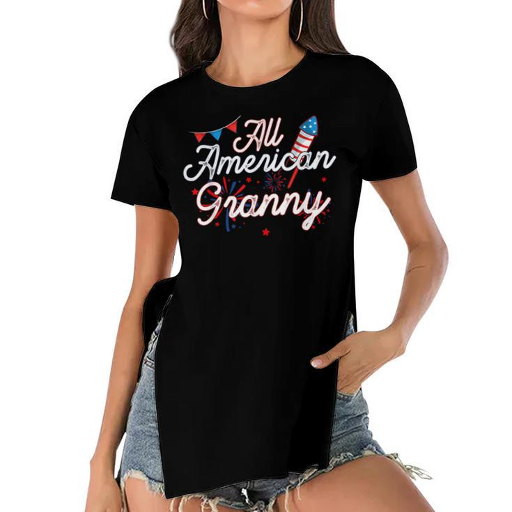 All American Granny 4Th Of July Family Matching Patriotic  Women's Short Sleeves T-shirt With Hem Split