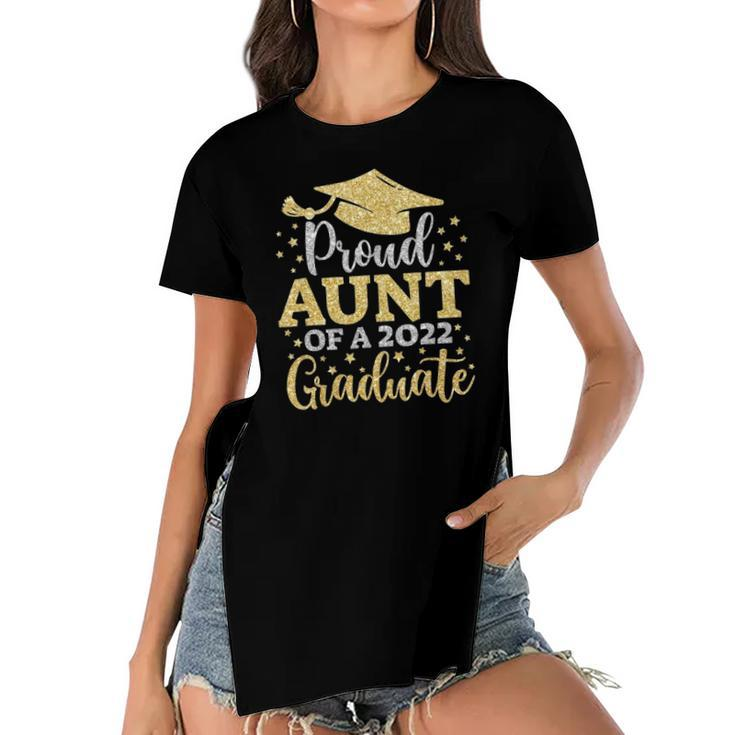 Aunt Senior 2022 Proud Aunt Of A Class Of 2022 Graduate Women's Short Sleeves T-shirt With Hem Split