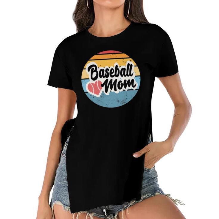 Baseball Mom Vintage Retro - Gift For Mother Women's Short Sleeves T-shirt With Hem Split