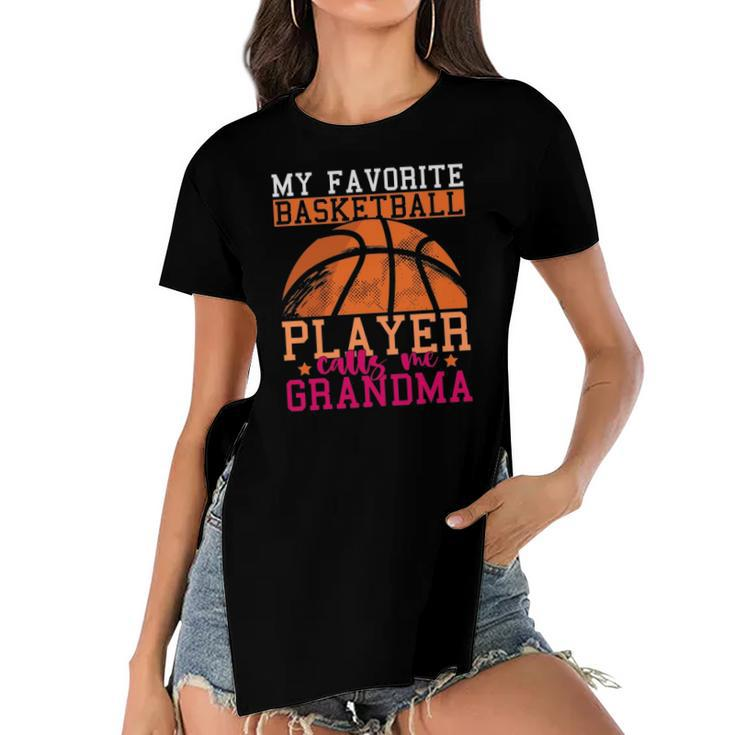 Basketball Player Grandma Mothers Day Sports Basketball Women's Short Sleeves T-shirt With Hem Split