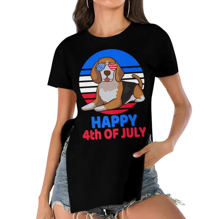Beagle 4Th Of July For Beagle Lover Beagle Mom Dad July 4Th   Women's Short Sleeves T-shirt With Hem Split