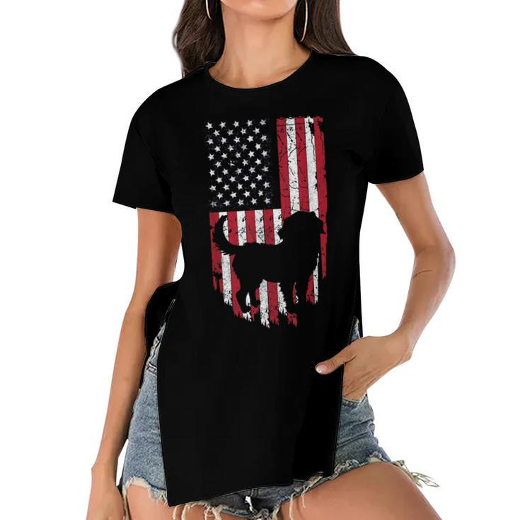 Bernese Mountain Dog Mom Dad  4Th Of July American  Women's Short Sleeves T-shirt With Hem Split
