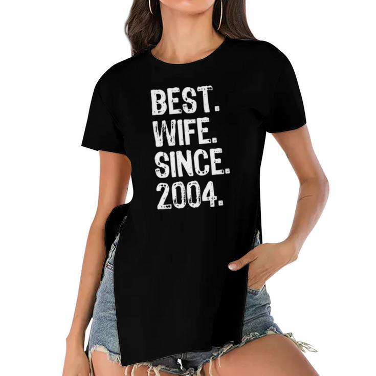 Best Wife Since 2004 18Th Wedding Anniversary Women's Short Sleeves T-shirt With Hem Split