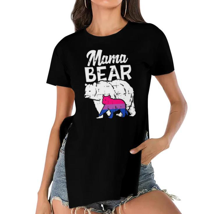 Bisexual Pride Mama Bear Bi Flag Lgbtq Mom Ally Women Gifts Women's Short Sleeves T-shirt With Hem Split