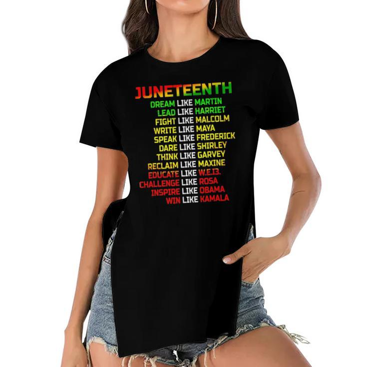 Black Women Freeish Since 1865 Party Decorations Juneteenth Women's Short Sleeves T-shirt With Hem Split