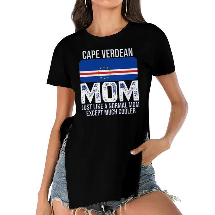 Cape Verdean Mom Cape Verde Flag Design For Mothers Day Women's Short Sleeves T-shirt With Hem Split