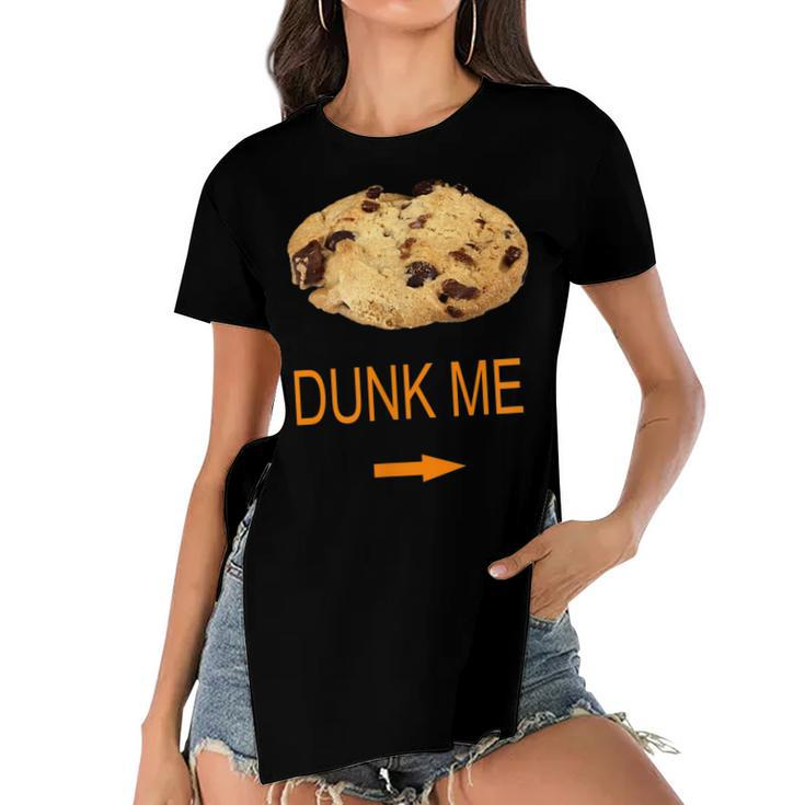 Chocolate Chip Cookie Lazy Halloween Costumes  Match Women's Short Sleeves T-shirt With Hem Split