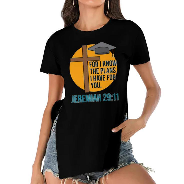 Christian School Graduation Gift Bible Verse Women's Short Sleeves T-shirt With Hem Split
