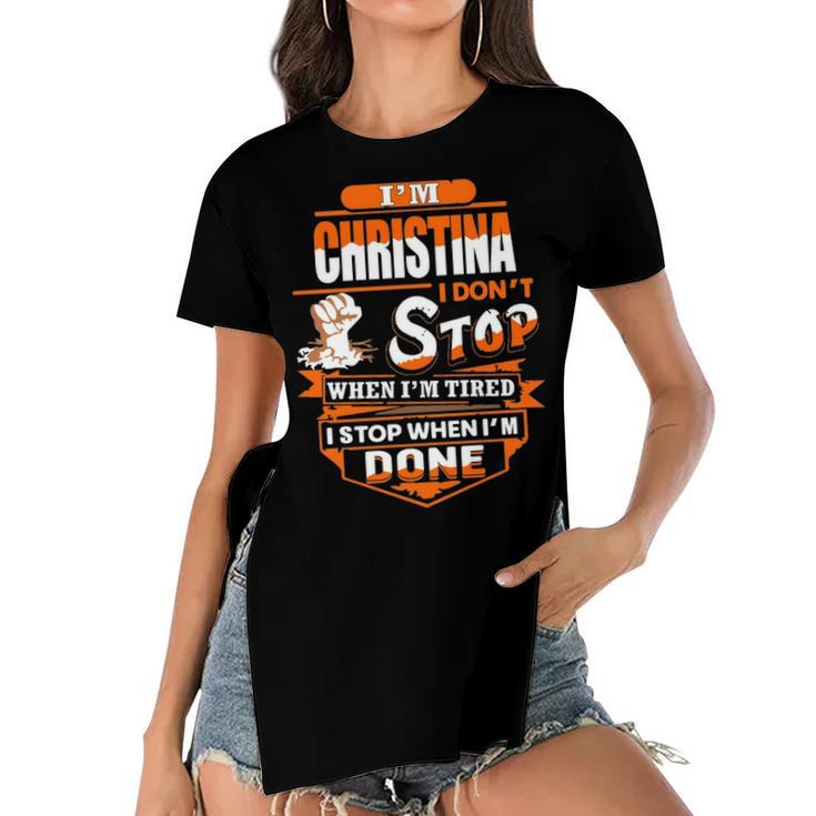 Christina Name Gift   Im Christina Women's Short Sleeves T-shirt With Hem Split