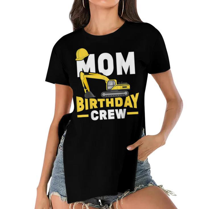 Construction Birthday Party Digger Mom Birthday Crew  Women's Short Sleeves T-shirt With Hem Split