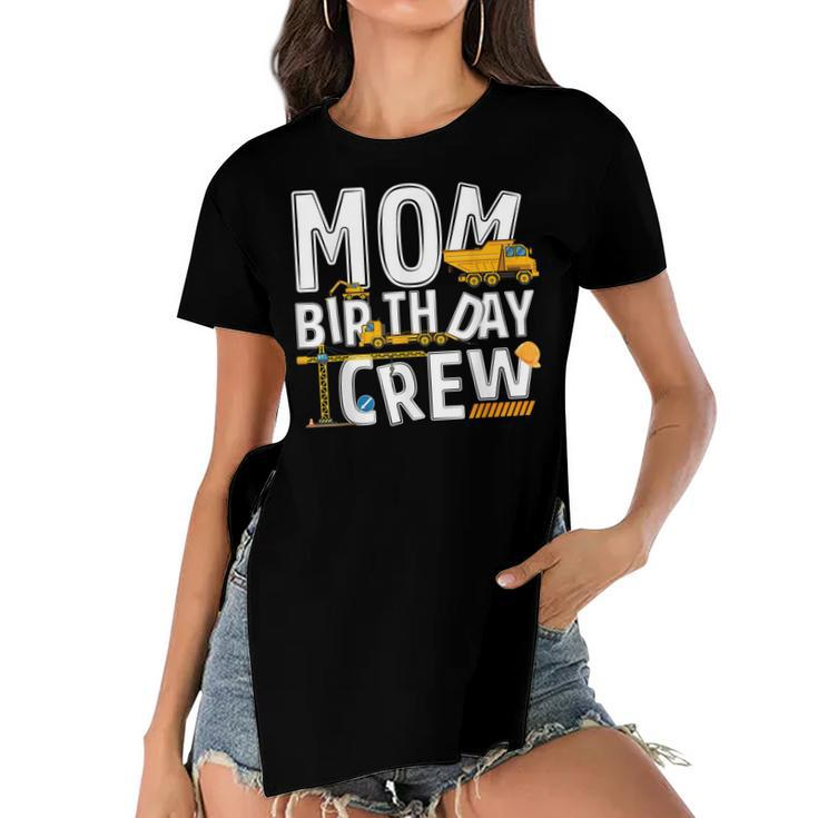 Construction Mom Birthday Crew Party Worker Mom  Women's Short Sleeves T-shirt With Hem Split
