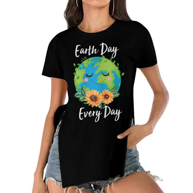 Cool Earth Day Sunflower Quote Earth Day  For Kids  Women's Short Sleeves T-shirt With Hem Split