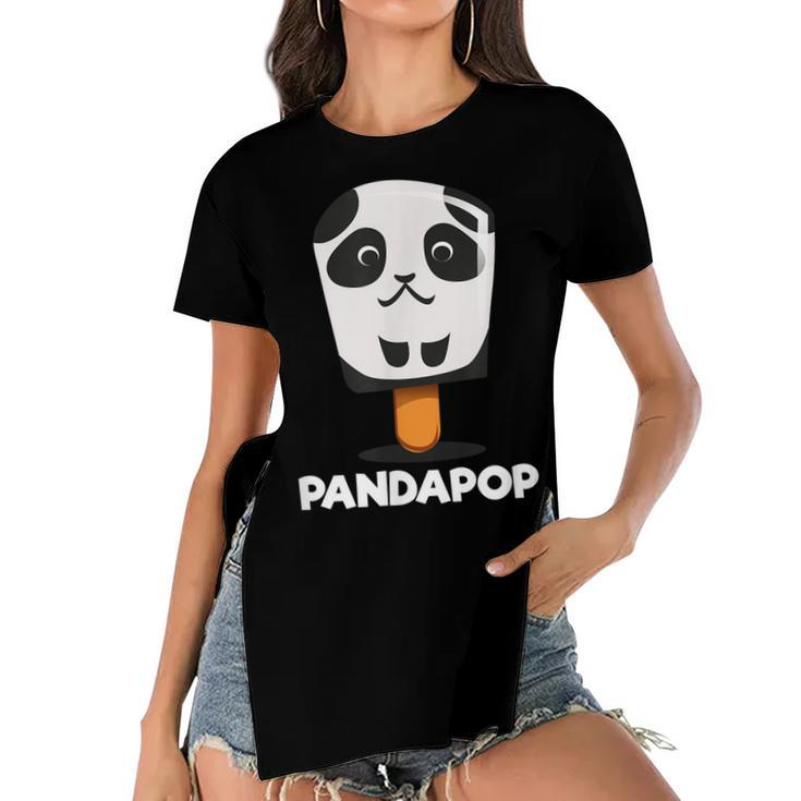 Cute Cartoon Panda Baby Bear Popsicle Panda Birthday Gift  Women's Short Sleeves T-shirt With Hem Split