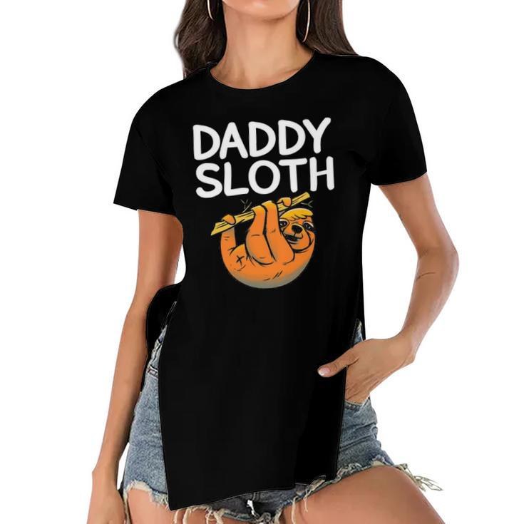 Daddy Sloth Lazy Cute Sloth Father Dad Women's Short Sleeves T-shirt With Hem Split