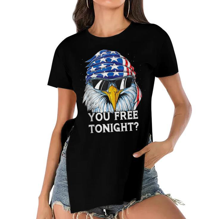 Eagle Women Men Vintage 4Th Of July You Free Tonight  Women's Short Sleeves T-shirt With Hem Split