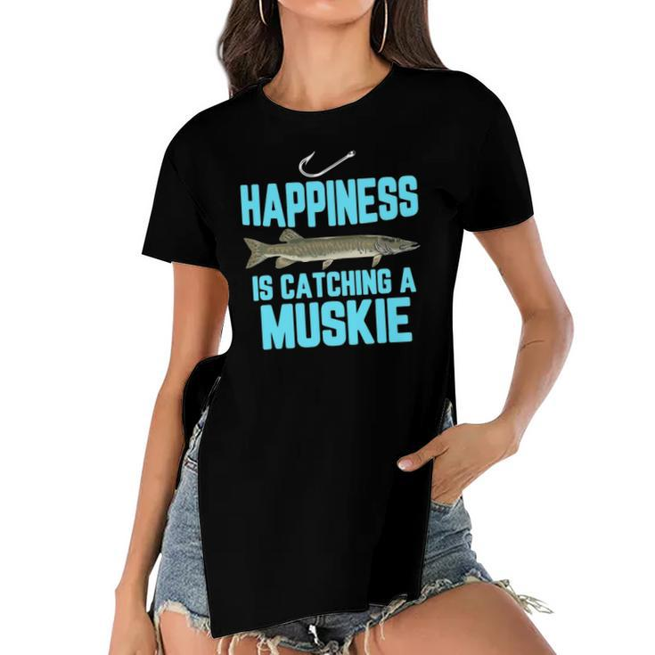 Funny Muskie Fishing Freshwater Fish Men Women Kids Gift Women's Short Sleeves T-shirt With Hem Split