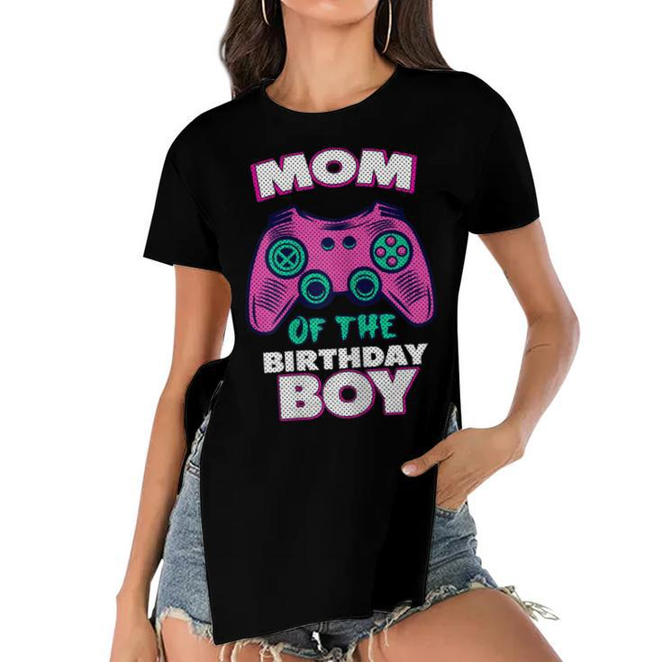 Gamer Mom Of The Birthday Boy Matching Gamer  Women's Short Sleeves T-shirt With Hem Split