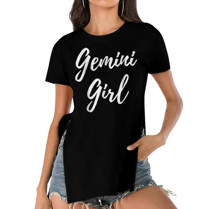 Gemini Girl Zodiac Astrological Sign Horoscope Birthday  Women's Short Sleeves T-shirt With Hem Split