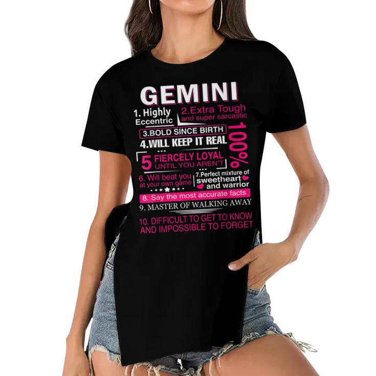 Gemini Zodiac Birthday Gift Girls Men Funny Saying Gemini  Women's Short Sleeves T-shirt With Hem Split