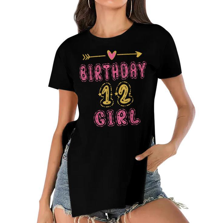 Girls 12Th Birthday Idea For 12 Years Old Daughter  Women's Short Sleeves T-shirt With Hem Split