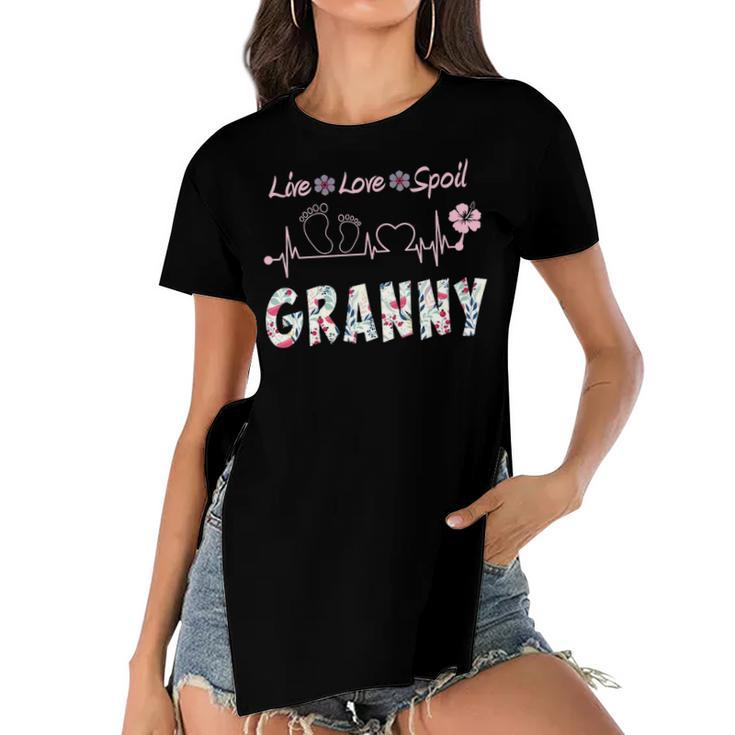 Granny Grandma Gift   Granny Live Love Spoil Women's Short Sleeves T-shirt With Hem Split