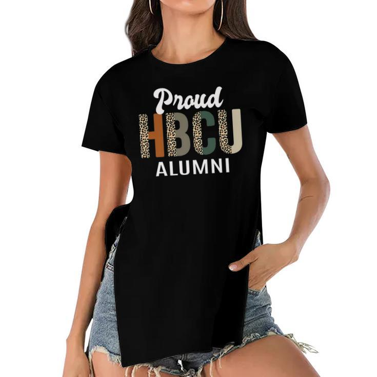 Hbcu Grad Black Women Grad Black College Alumni Leopard Women's Short Sleeves T-shirt With Hem Split