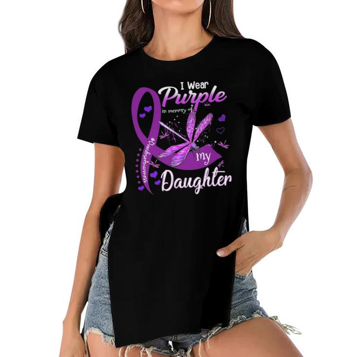 I Wear Purple In Memory For My Daughter Overdose Awareness Women's Short Sleeves T-shirt With Hem Split