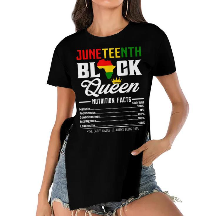 Junenth Womens Black Queen Nutritional Facts 4Th Of July  Women's Short Sleeves T-shirt With Hem Split