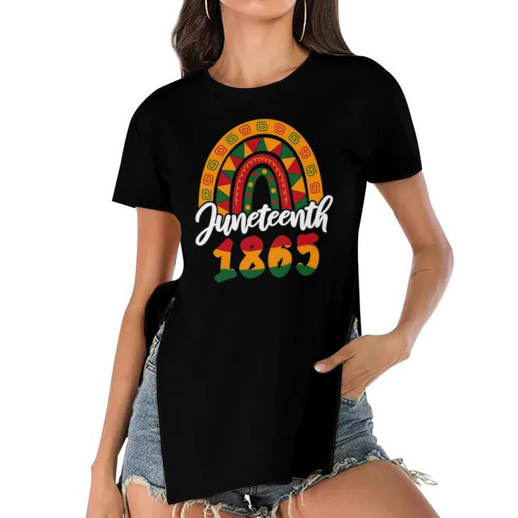Juneteenth 1865 Rainbow Texas African American Black Women Women's Short Sleeves T-shirt With Hem Split