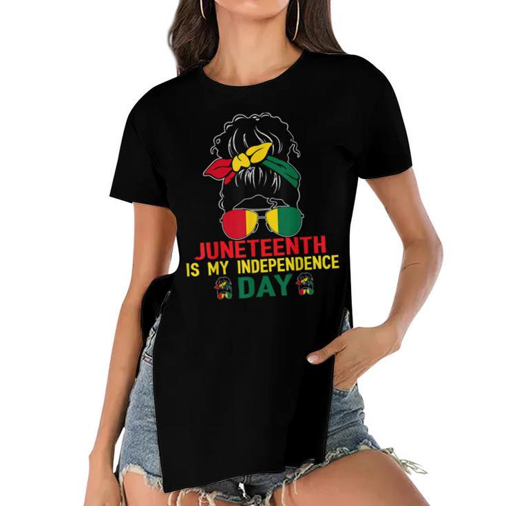 Juneteenth Is My Independence Day Black Girl 4Th Of July  Women's Short Sleeves T-shirt With Hem Split