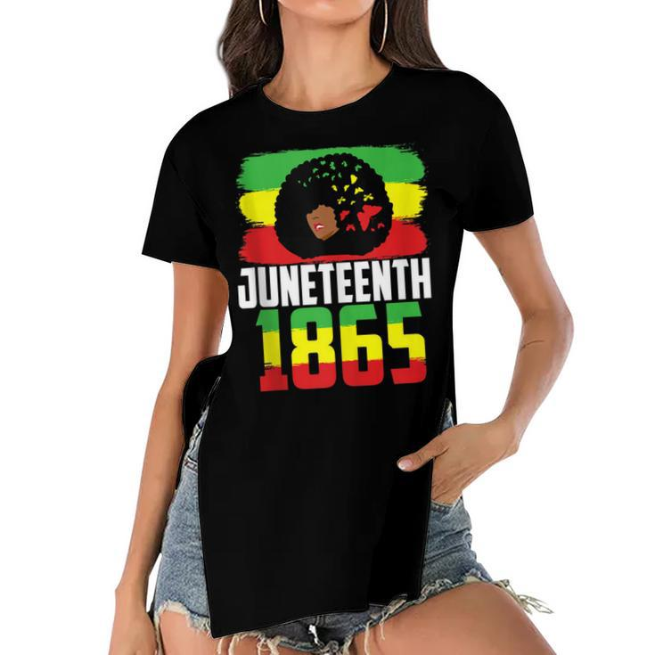 Juneteenth Is My Independence Day Black Women Black Pride   Women's Short Sleeves T-shirt With Hem Split
