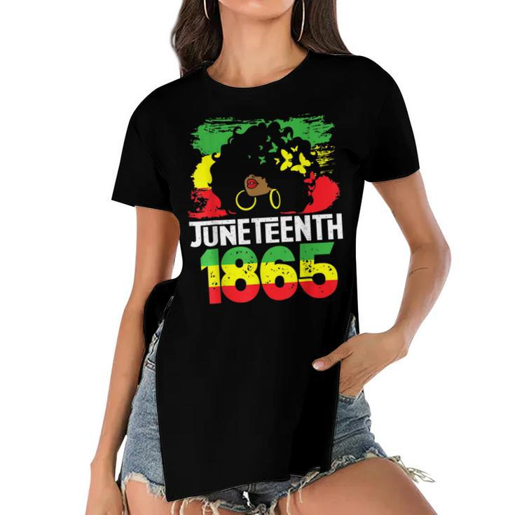Juneteenth Is My Independence Day Black Women Freedom 1865   Women's Short Sleeves T-shirt With Hem Split