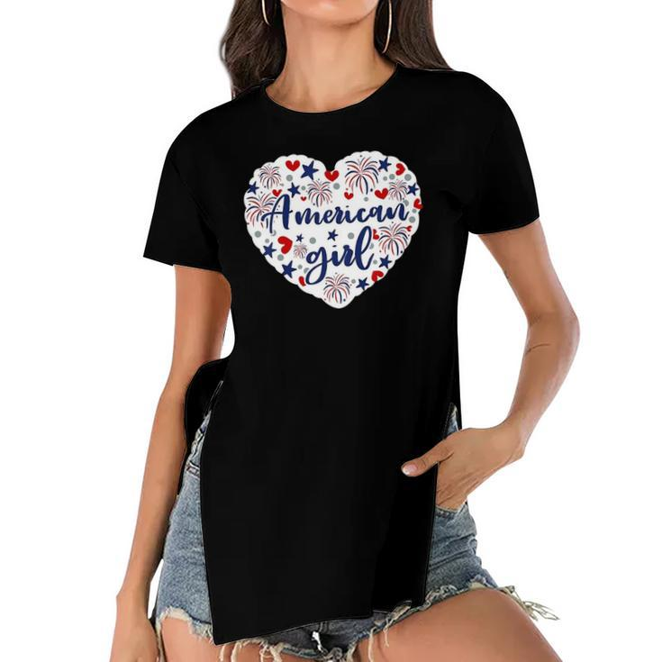 Kids American Girl Patriot 4Th Of July Independence Day Baby Girl Women's Short Sleeves T-shirt With Hem Split