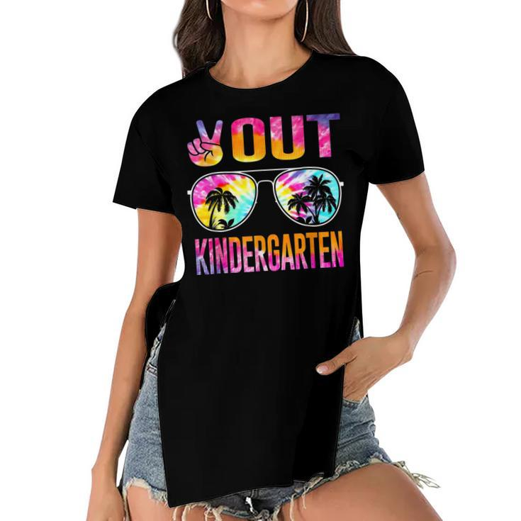 Last Day Of School Peace Out Kindergarten Teacher Kids Women  Women's Short Sleeves T-shirt With Hem Split