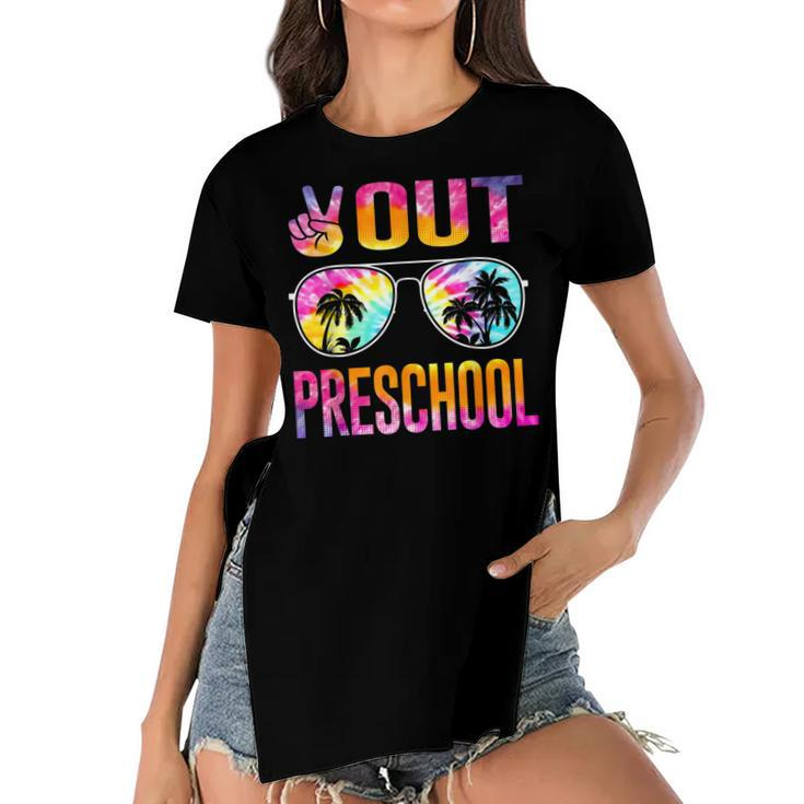 Last Day Of School Peace Out Preschool Teacher Kids Women  Women's Short Sleeves T-shirt With Hem Split