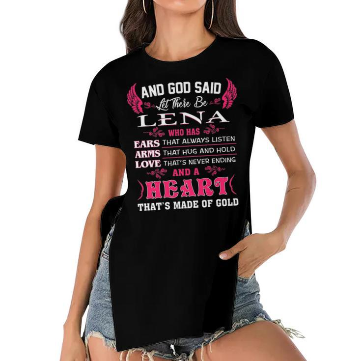 Lena Name Gift   And God Said Let There Be Lena Women's Short Sleeves T-shirt With Hem Split