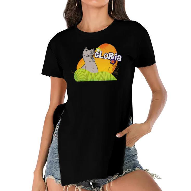 Madagascar Gloria Grass And Flowers Poster Women's Short Sleeves T-shirt With Hem Split