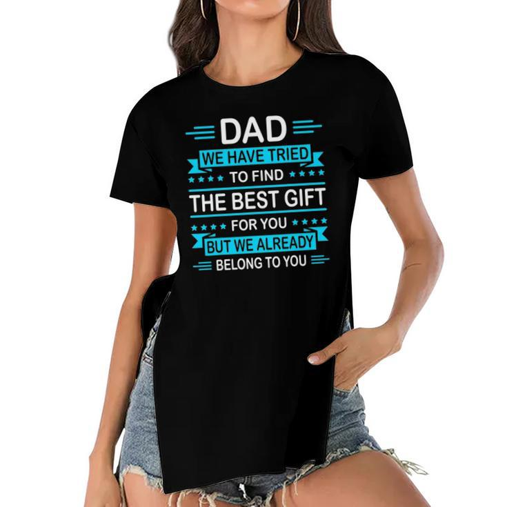 Mens Funny Fathers Day Gift For Daddy Papa From Daughter Son Wife Women's Short Sleeves T-shirt With Hem Split