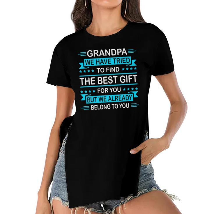 Mens Funny Fathers Day Gift For Grandpa From Daughter Son Wife Women's Short Sleeves T-shirt With Hem Split
