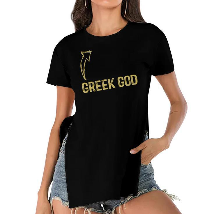 Mens Greek God Halloween Costume Funny Adult Humor Women's Short Sleeves T-shirt With Hem Split