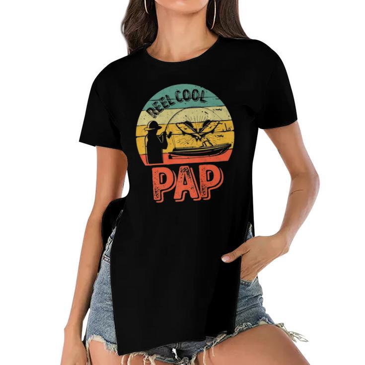 Mens Reel Cool Pap  Fisherman Christmas Fathers Day  Women's Short Sleeves T-shirt With Hem Split