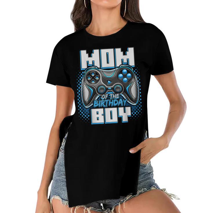 Mom Of The Birthday Boy Matching Video Game Birthday Party  Women's Short Sleeves T-shirt With Hem Split