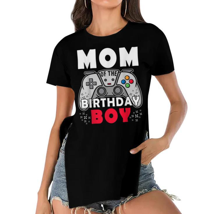 Mom Of The Birthday Boy Time To Level Up Video Game Birthday  Women's Short Sleeves T-shirt With Hem Split