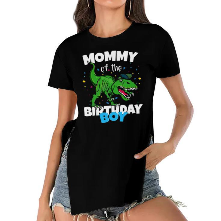 Mommy Of The Birthday Boy Dinosaurrex Anniversary Women's Short Sleeves T-shirt With Hem Split